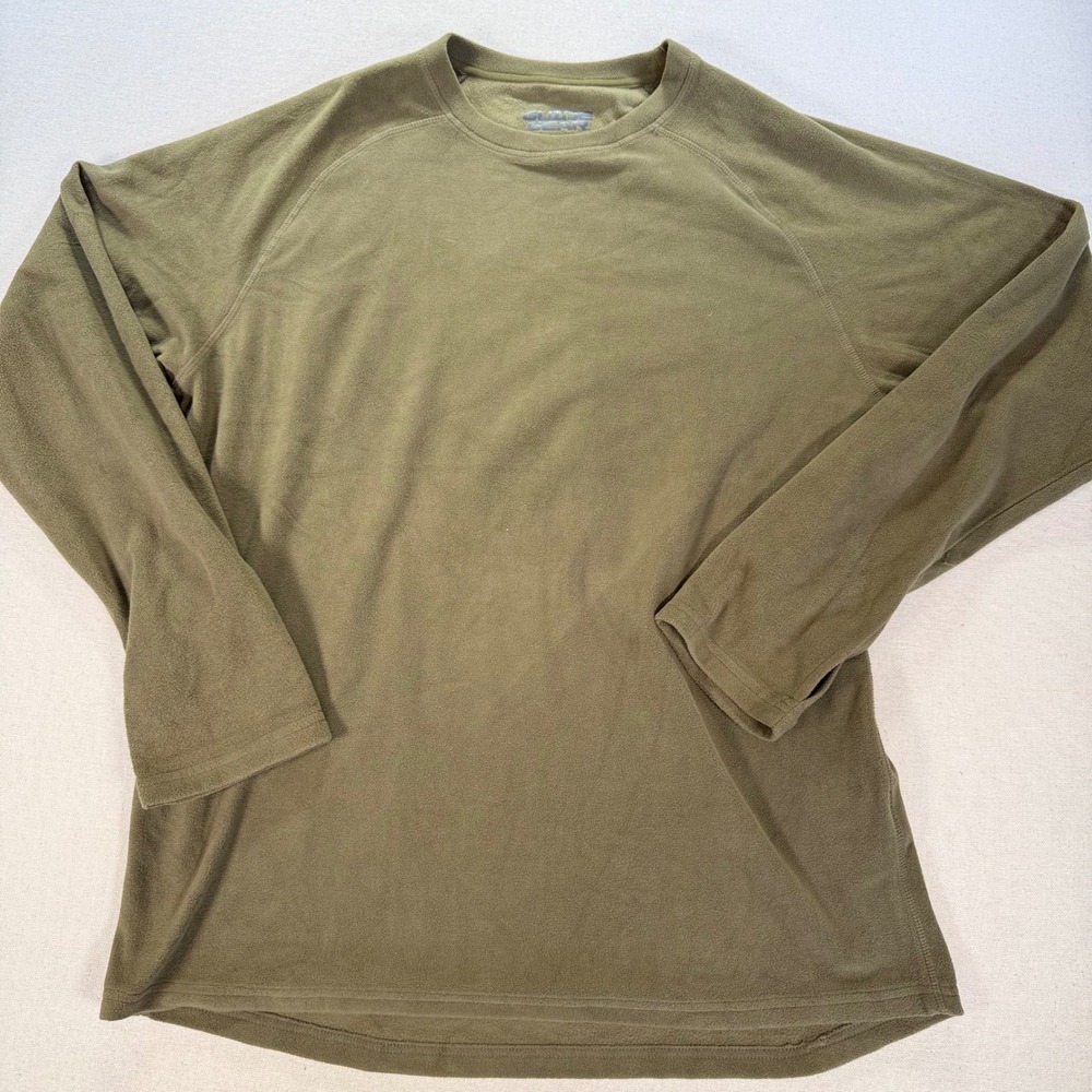 Guide Gear Mens XL Fleece Base Layer Top Olive Green Long Sleeve Crew Neck Shirt